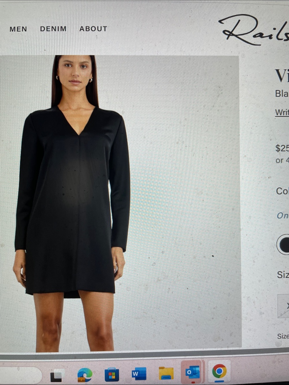 Rails “Victoria” Black V-Neck Long sleeve flare wrist Sleeve Mini Dress